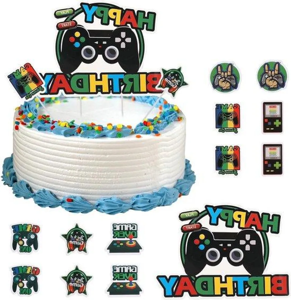 Pot Gâteau Gaming Multicolore 15cm - Accessoire Déco de Fête Geek