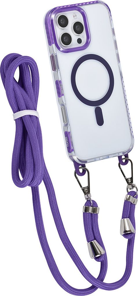 TUNIQ iPhone 16 Pro Max Back cover case - neck cord -TPU+PC - Purple