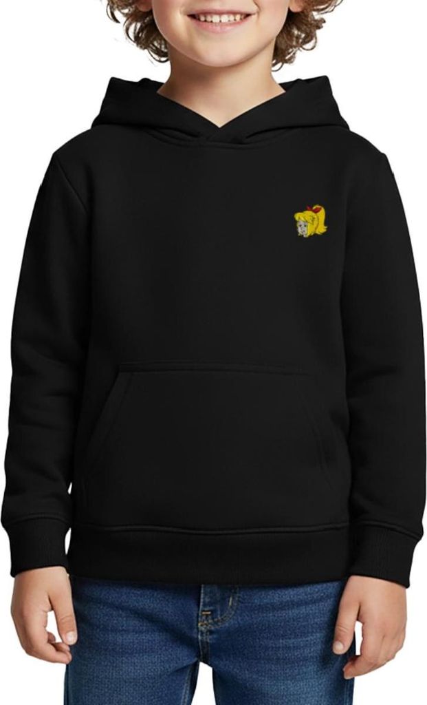 Spreadshirt Bibi Blocksberg Portrait Stick Kinder Premium Hoodie, 134/140 (8 Jahre), Schwarz