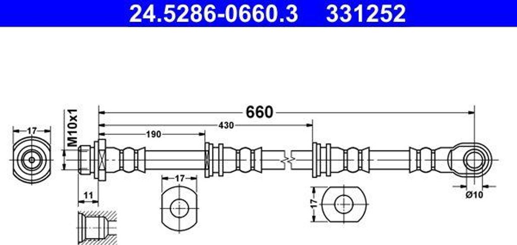 ATE 24.5286-0660.3 Bremsschlauch OE MR407225 kompatibel mit Pajero
