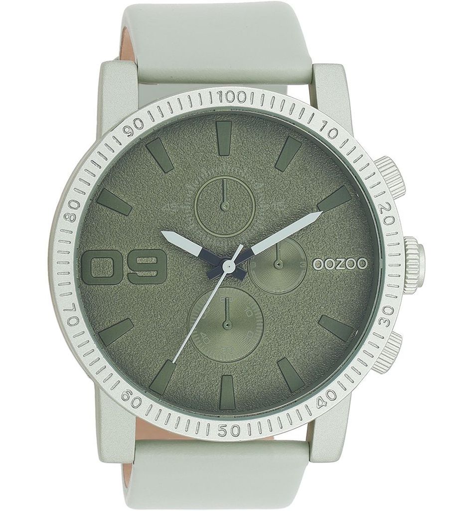 Oozoo Armbanduhr grün Leder Timepieces Damen-Herren Analog-Quarzuhr UOC11215