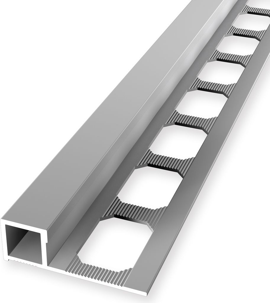 Randleistenprofil 10 x 33 x 2500 mm Quadratprofil Einfasshöhe 10 mm Aluminium Geschlossen Gestanzt Silber Küberit