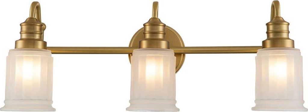 Badlampe Glas Metall G9 IP44 3000 K warmweißes Licht 900 lm B: 61 cm in Messing gebürstet Weiß 3-flammig
