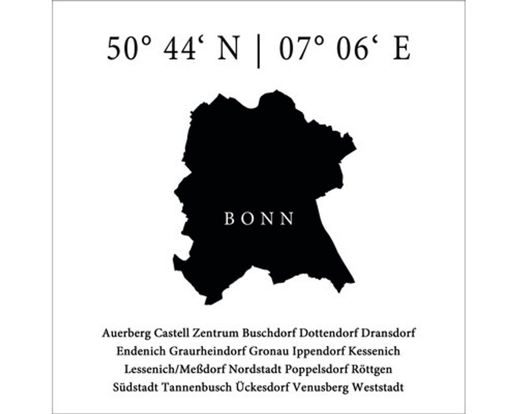 Glasbild Bonn Koordinaten IV 30x30 cm