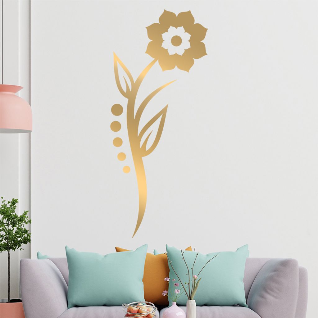 Blume - Linien Punkte Wandtattoo in 6 Größen - Wandaufkleber Wall Sticker - Dekoration, Küche, Wohnzimmer, Schlafzimmer, Badezimmer