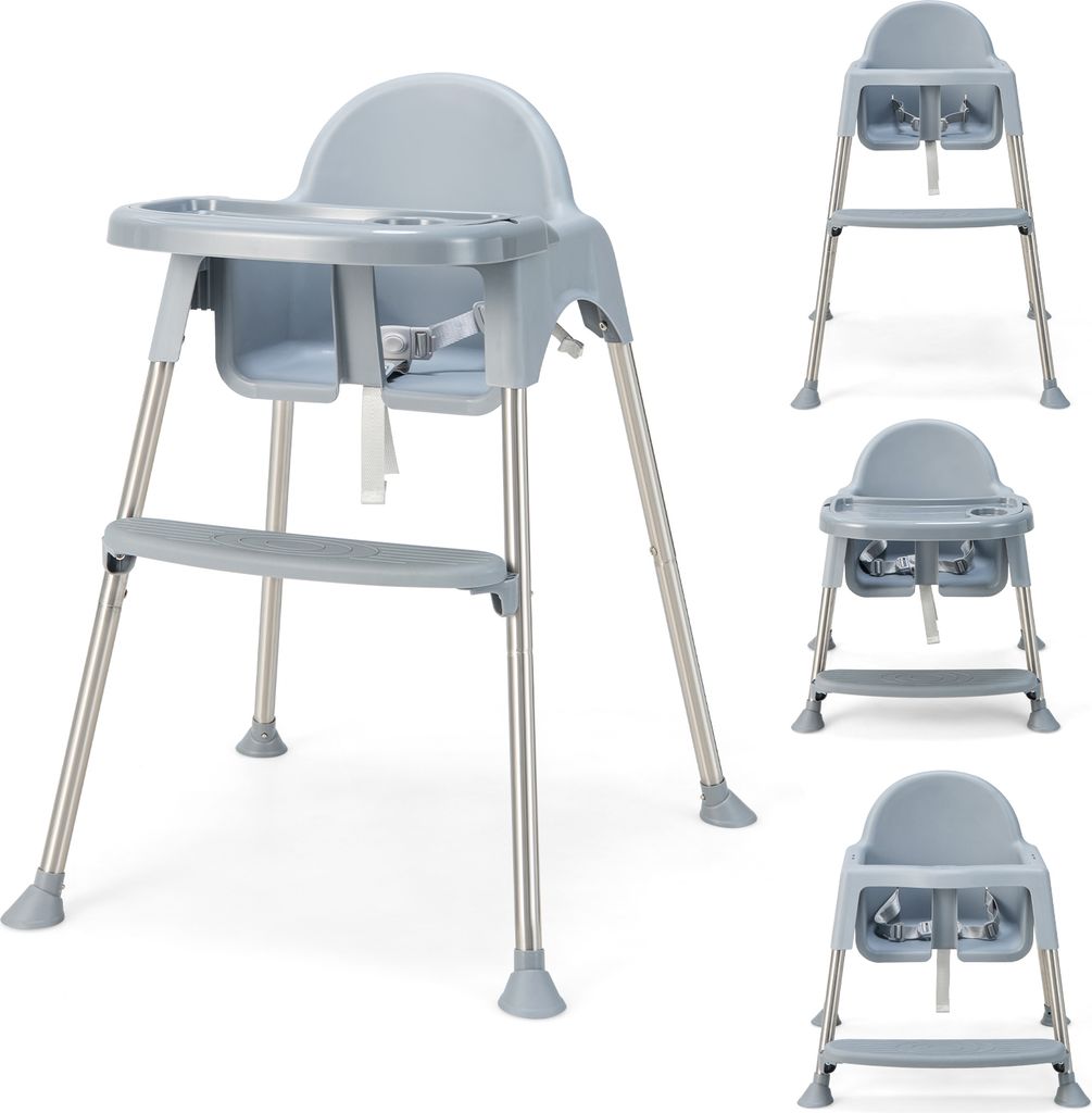 DREAMADE 4 in 1 Kinderhochstuhl, Babyhochstuhl mit abnehmbarem & verstellbarem Doppeltablett, 6-36 Monate