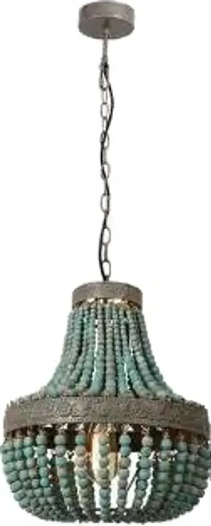 Lustre perles en bois avec hauteur réglable et culot E27 pour plafond