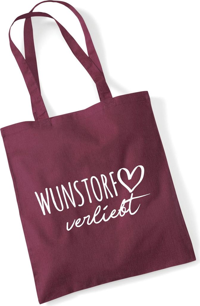 Huuraa Jutebeutel Wunstorf verliebt 10 Liter Burgundy Baumwolle Tasche Geschenkidee