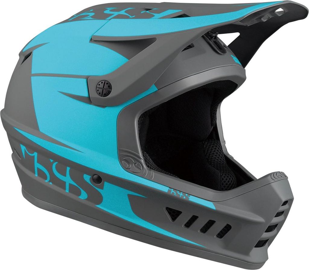 iXS XACT Evo Fullface MTB-Helm Lagoon Graphite, Größe S/M 53-56 cm, ABS-Helmschale, Vortex-Belüftung, EPR-Notfallpolster, EN1078/CPSC-