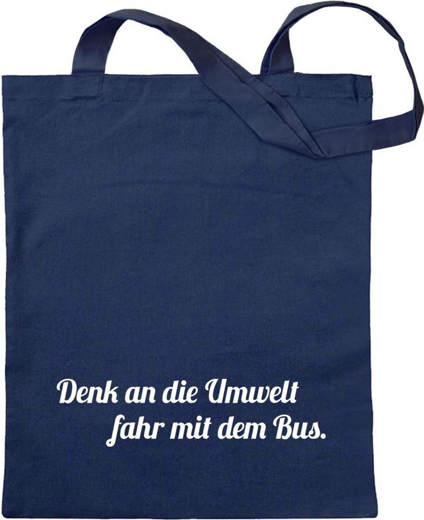 Kiwistar - Baumwolltasche - dunkelblau - Denk an die Umwelt - Tragetasche Stoffbeutel Umhängetasche Langer Henkel