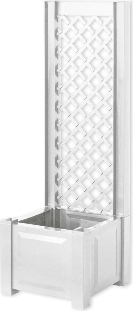 KHW Pflanzkasten mit Spalier aus hochwertigem Kunststoff. Farbe: Weiß; Maße 43 cm x 43 cm x H 137 cm; Wetter- und UV-beständig.