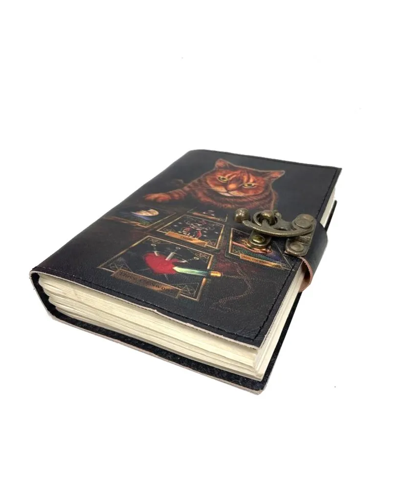 Diario Tarocchi Gatto in Pelle Vintage - Grimoire Magico Stampa UV - 3