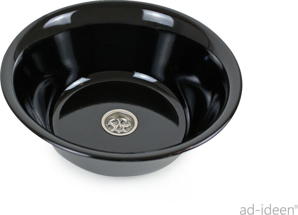 Edelstahl Spülbecken Spüle Waschbecken mit Ablauf 28cmØ Dunkel Wohnmobil T5 T6