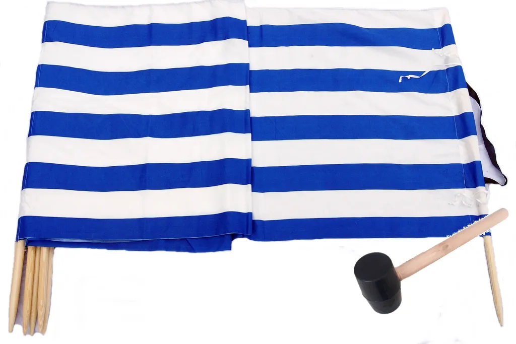Paravent de plage rayé 10M résistant au vent avec jeu de marteaux été