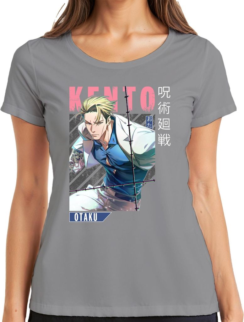 KENTO Nanami 呪術廻戦 Anime Ästhetik Otaku Geschenk Vintage Japan Y2K Damen T-Shirt, Grau, XXL