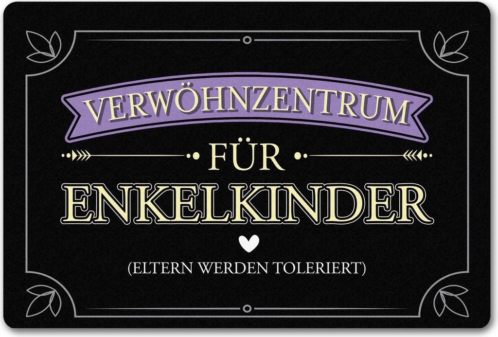 Verwöhnzentrum für Enkelkinder Fußmatte in 40x60 cm ohne Rand mit lustigem
