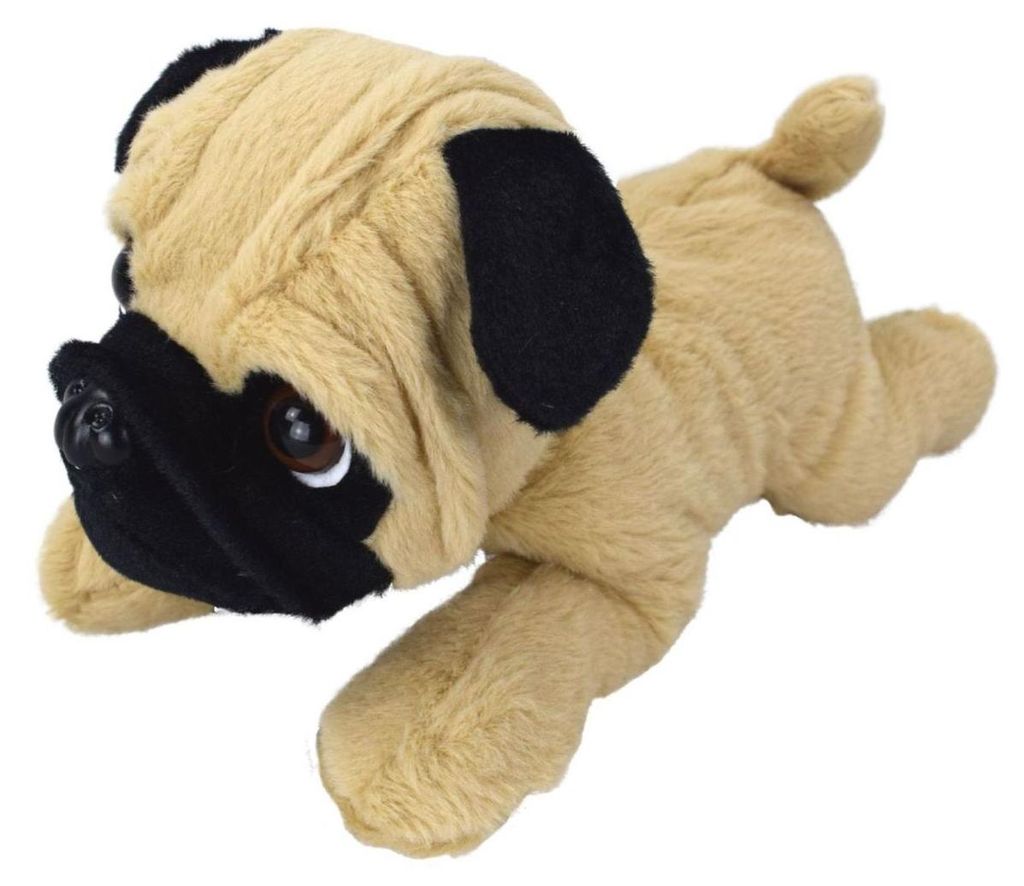 Liegender Mops Kuscheltier ca. 29 cm mit Nase und Augen aus Produktbild 