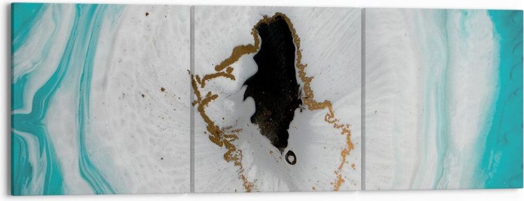Bild auf Leinwand - Leinwandbild - 3 Teile - Verschüttet Fleck Türkis - 150x50cm - Wand Bild - Wanddeko - Wandbilder - Leinwanddruck - Bilder - W...