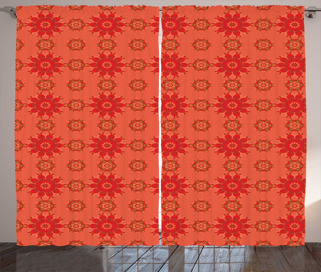 ABAKUHAUS Mandala Rustikaler Vorhang, Blumen-Illustration Osten, Wohnzimmer Universalband Gardinen mit Schlaufen und Haken, 280 x 175 cm, Dunkler P...