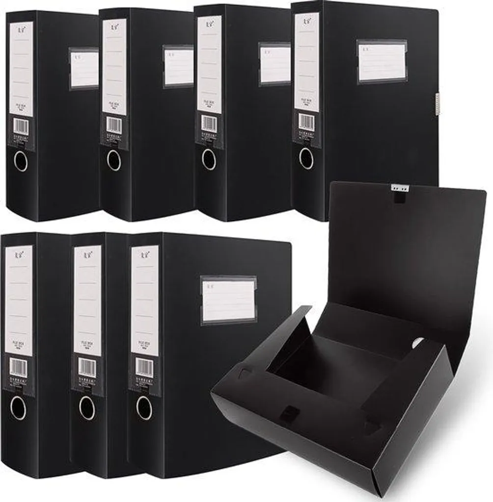 Rangement propre : lot de 8 boîtes d'archivage A4 noires plastique rigide
