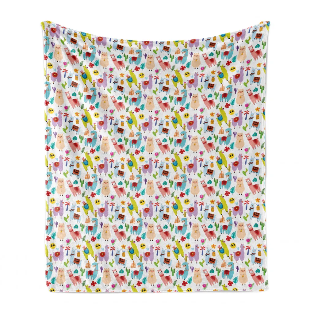 Coperta In Peluche Con Stampa Lama – Morbida, 152x127 Cm, Per Tutte Le Stagioni