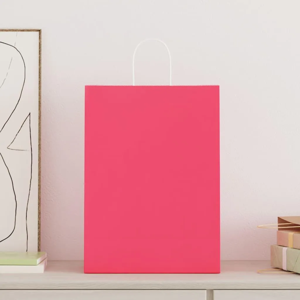 Ingrosso 250 Sacchetti Carta Rosa con Manici 32x17x44 cm vidaXL