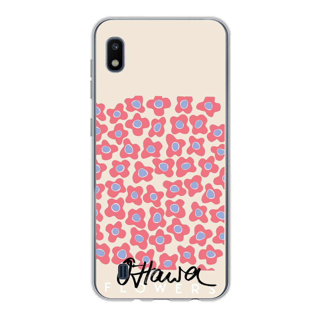 MuchoWow Handyhülle Schutzhülle Hülle für Samsung Galaxy A10 Blume - Muster - Rosa Silikon Softcase Handy Hülle - Schutzhülle
