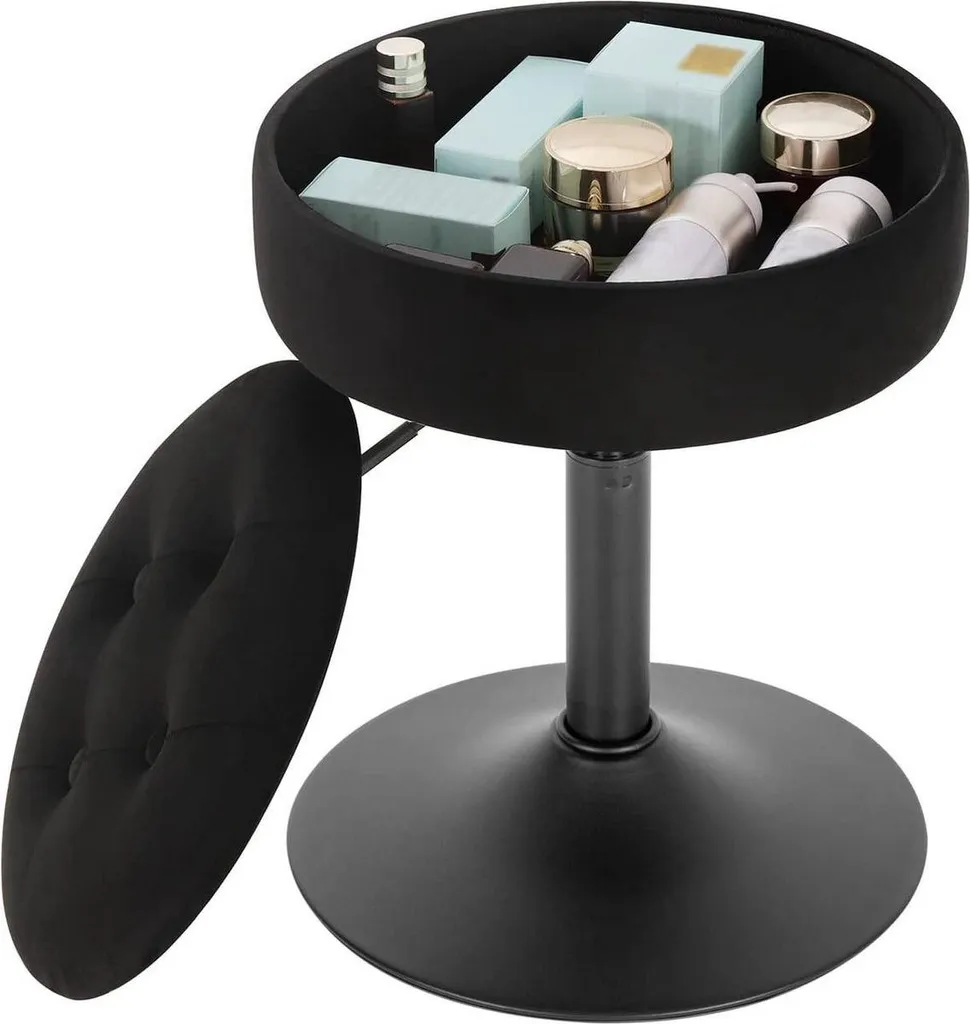 Petit tabouret de cuisine noir réglable - Idéal pour îlot et bar gain de place