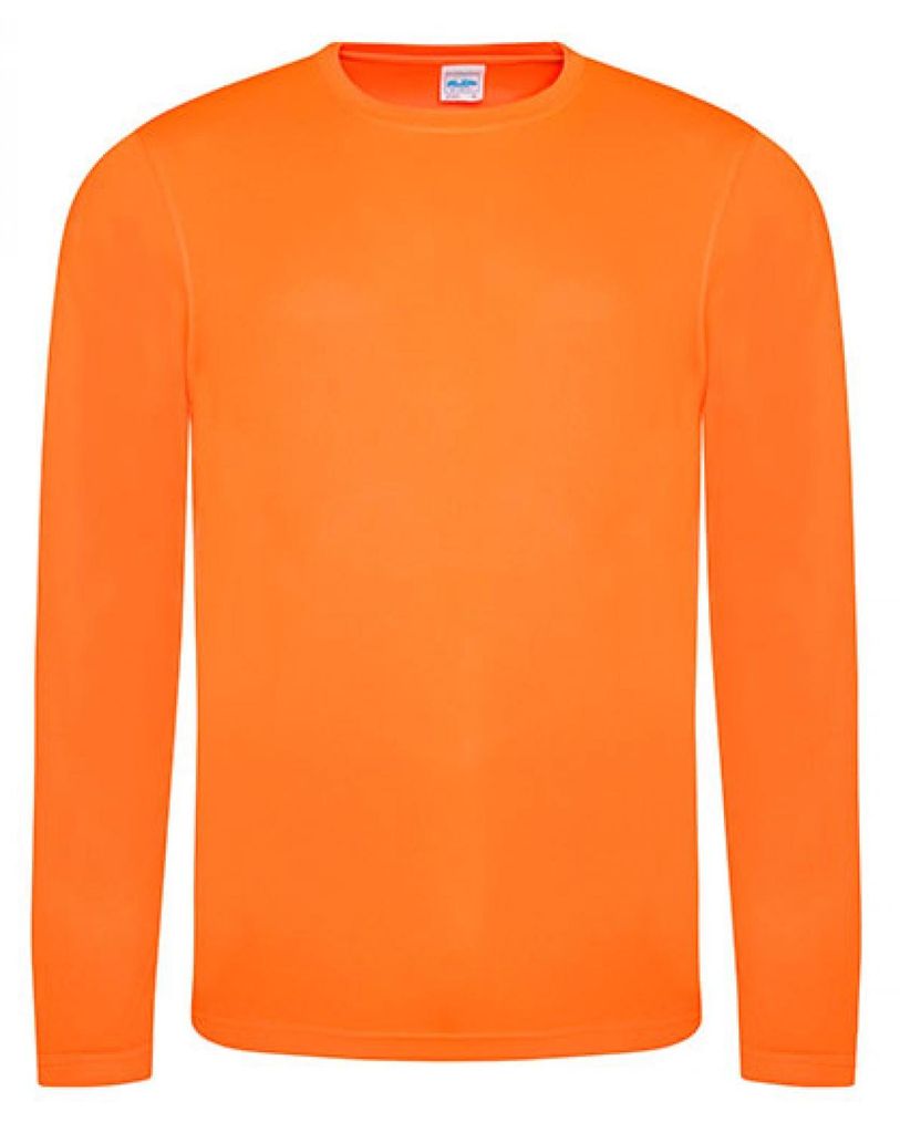 Just Cool JC002 | Herren Long Sleeve Cool Trainings longsleeve T-Shirt - Farbe: Electric Orange - Größe: XXL