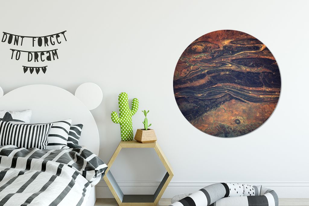 MuchoWow - Mauerkreis - Wandbilder - Runde Bild - Bild aus Aluminium - Schlafzimmer - Wohnzimmerdekoration - Wand Dekoration