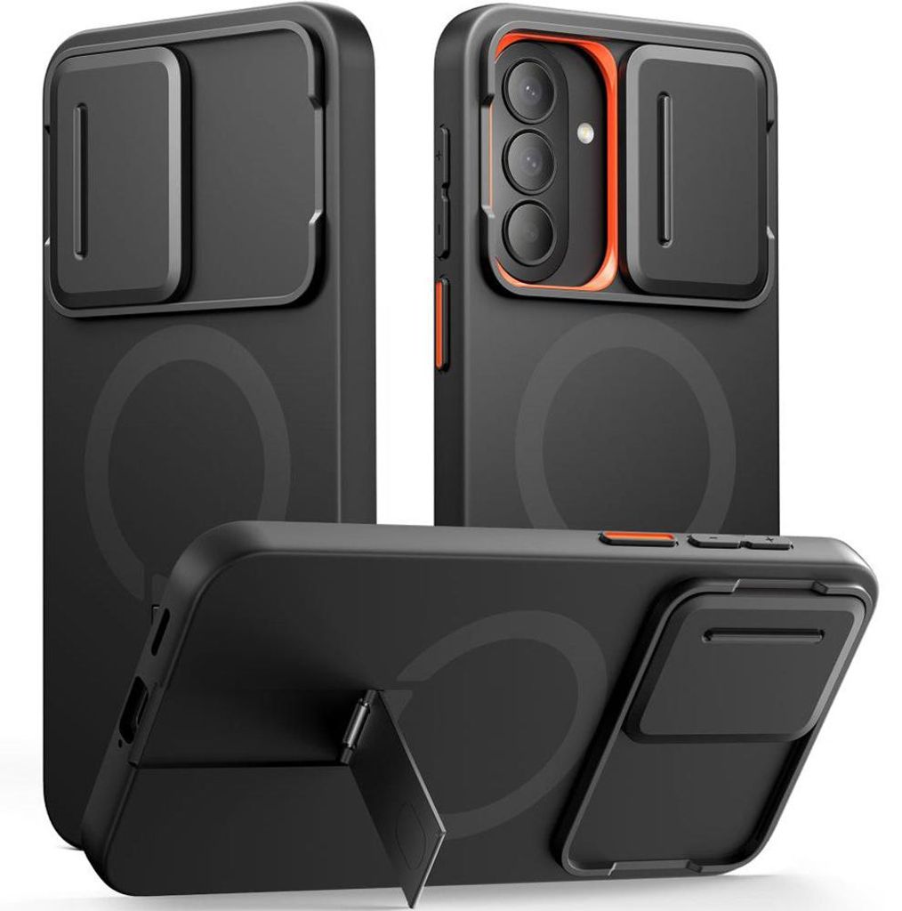 Handyhülle mit Kameraabdeckung für Galaxy A57 5G, Tech-Protect Polyamid Aura mit MagSafe, Schwarz