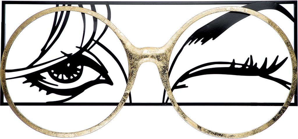Casablanca by Gilde Wandrelief "Twinkle" schwarz mit goldfarbener Brille, mit Aufhängung, H.90 cm, 84254