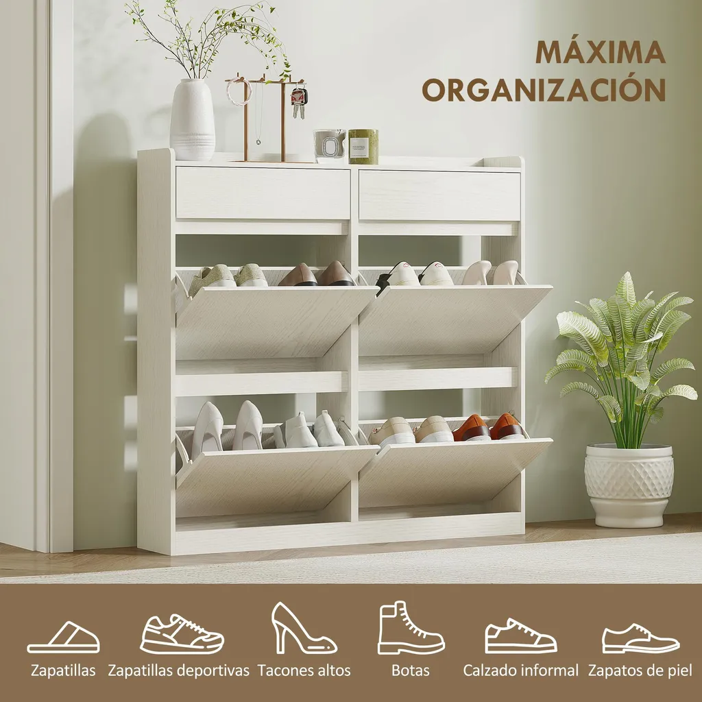 Étagère à chaussures blanche peu encombrante avec structure robuste - 4