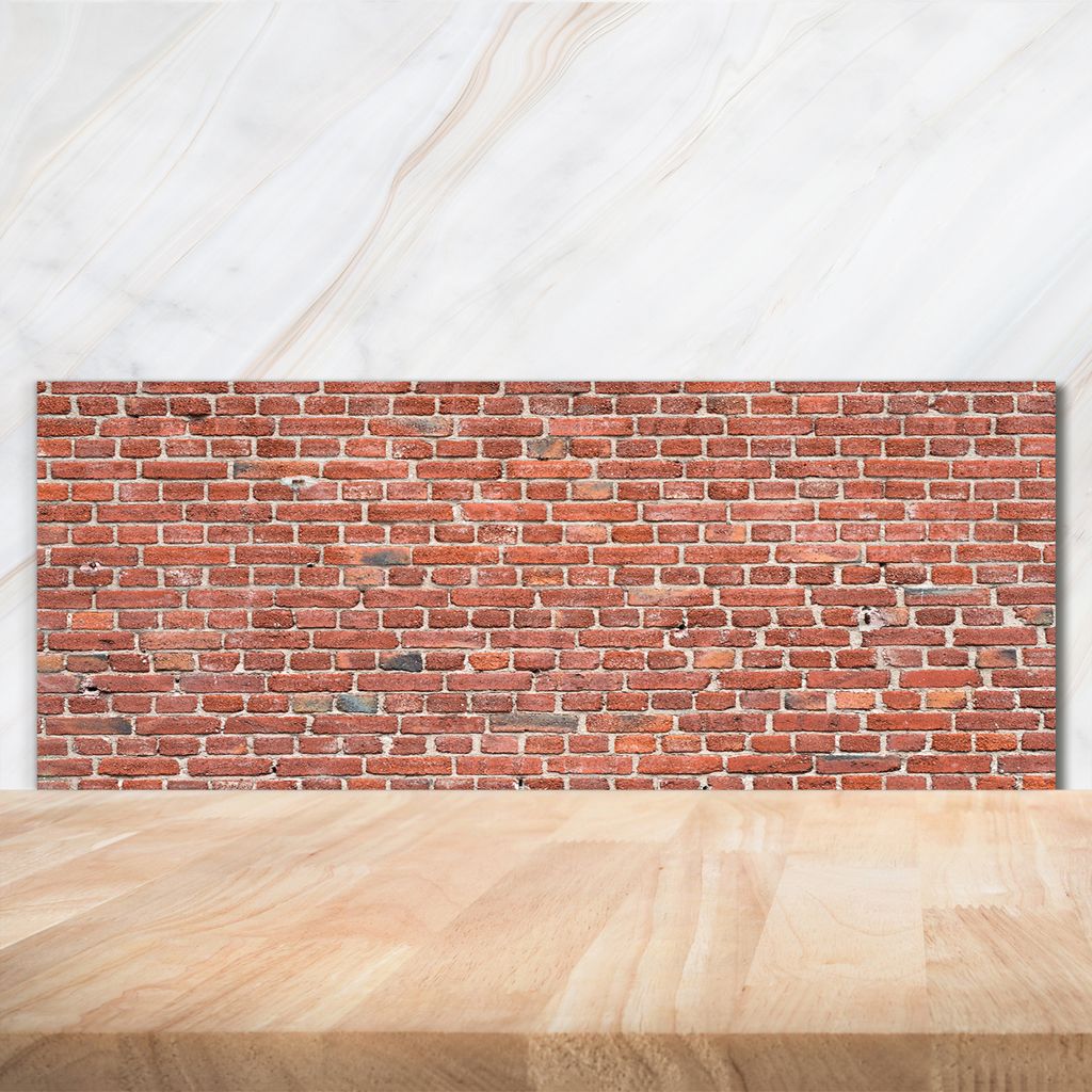 Tulup Küchenrückwand Spritzschutz aus Glas -125x50 -Spritzschutz auf gehärtetes Glas Deko Sonstige Backsteinmauer