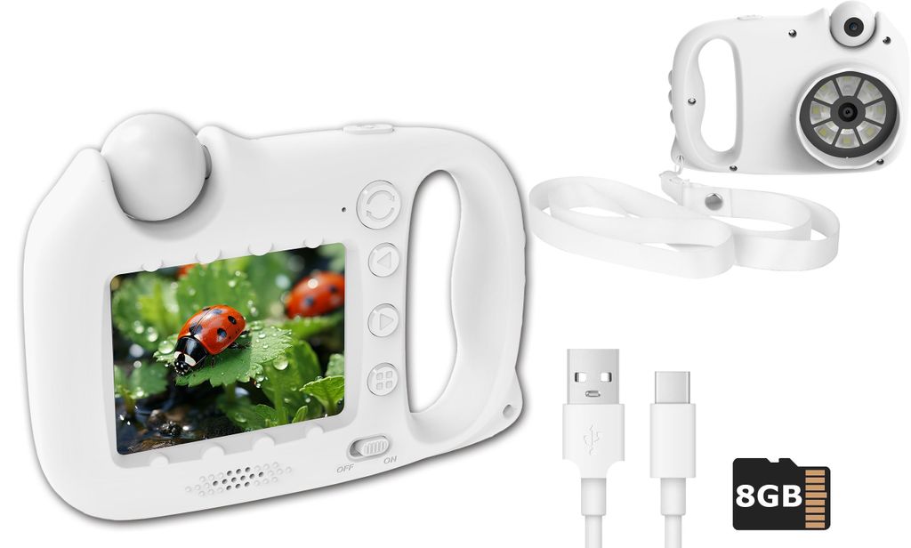 Kinder Mikroskop Kamera 48MP Digitalkamera 100x Vergrößerung Lernspielzeug Spielefunktion USB C weiß