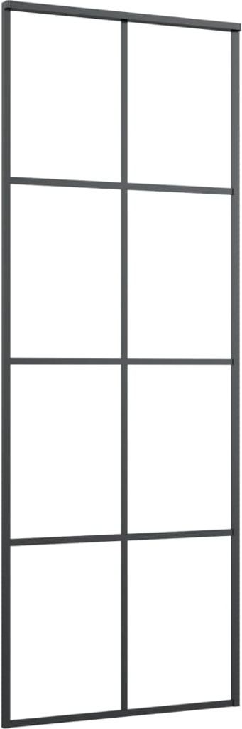 vidaXL Drzwi przesuwne czarne 76x205 cm ESG szkło i Zdjęcie produktu 