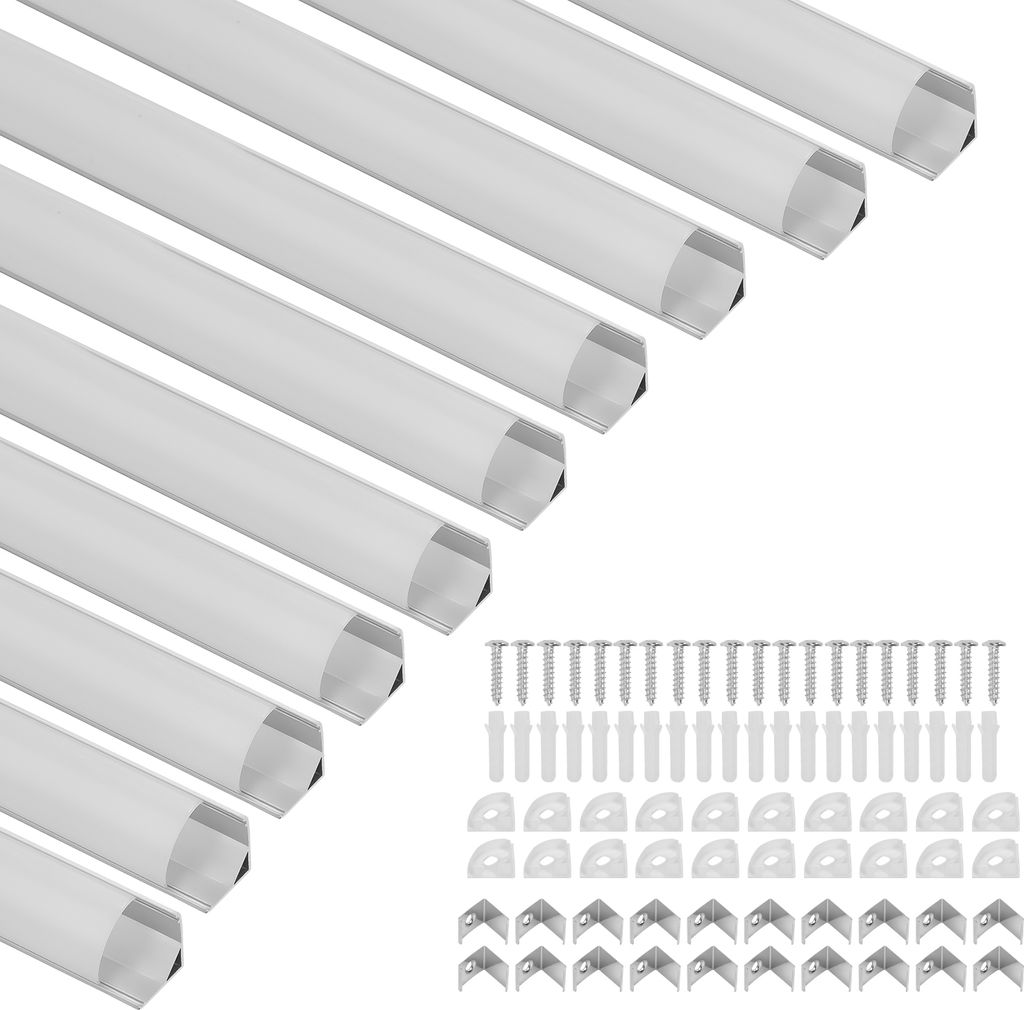 TolleTour 10x1m LED Alu Profil Aluminium Profil Schiene LED Leiste LED Kanal für LED Strip Profil Modelle V-form