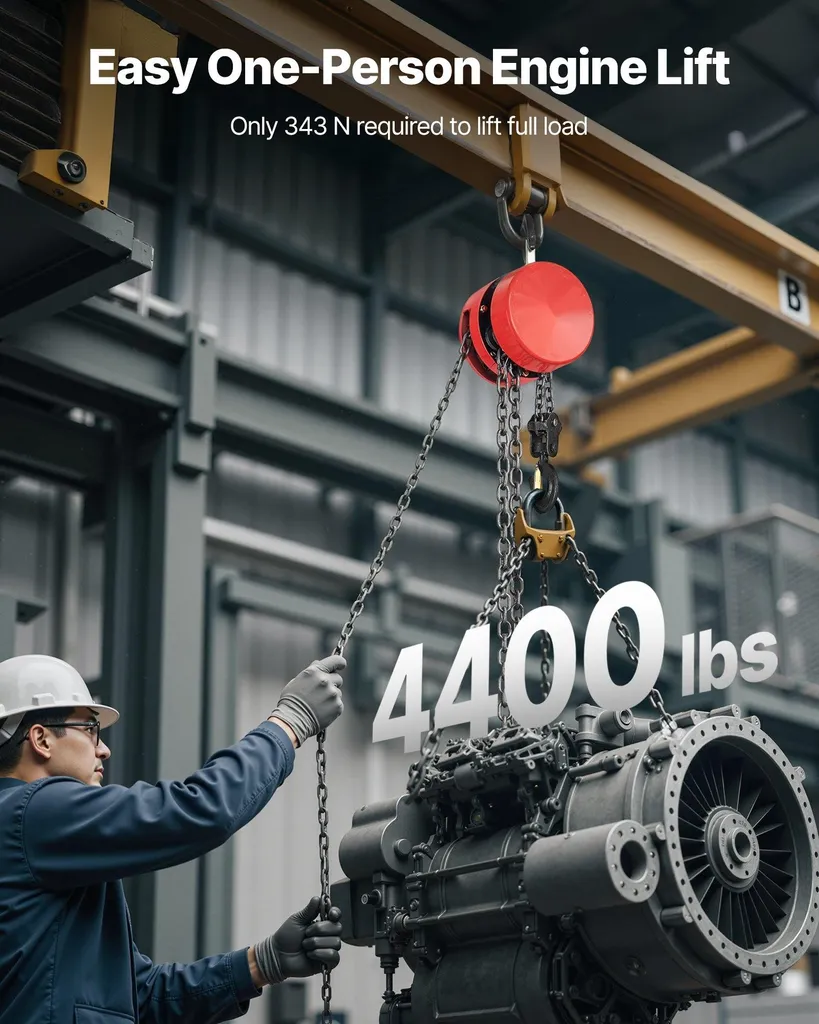 Palan à chaîne manuel 2 tonnes avec chaîne G70 de 3m - Version rouge pro - 2