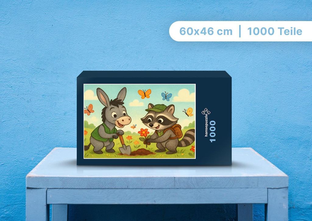 hansepuzzle 111726 - Huf und Rocco Puzzle, 1000 Teile, Kinder, 60,0 x 46,0cm mit hochwertiger Aufbewahrung, Kartonbox & Beutel