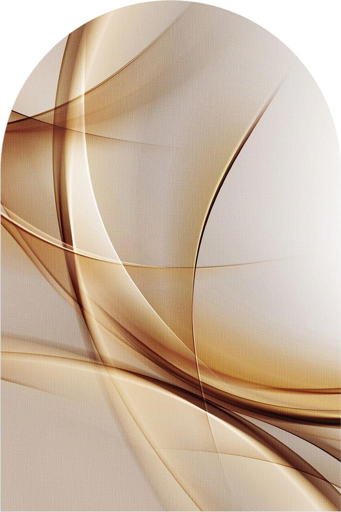 DEQORI Fototapete Rundbogen 60x90 cm 'Elegante Goldene Wellen' Wand Tapete Sticker