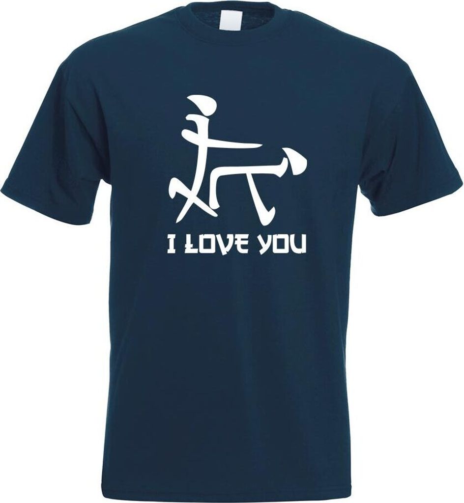 Kiwistar - T-Shirt - Navy - I Love You Schriftzeichen Herren Funshirt Bedruckt Design Sprüche Spruch Motive - mit Motiv Bedruckt - Funshirt Design...