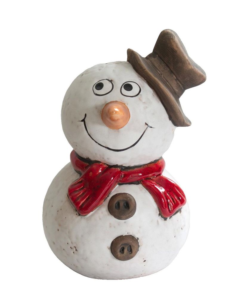 Schneemann mit Hut Schal Zaunhocker Gartenstecker Deko Figur Skulptur