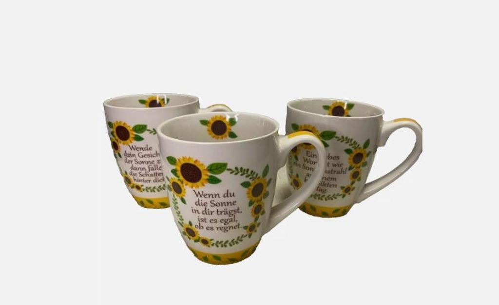 Weltbild Tassen Sonnenblumen 3er-Set, je 400 ml, Porzellan Produktbild 
