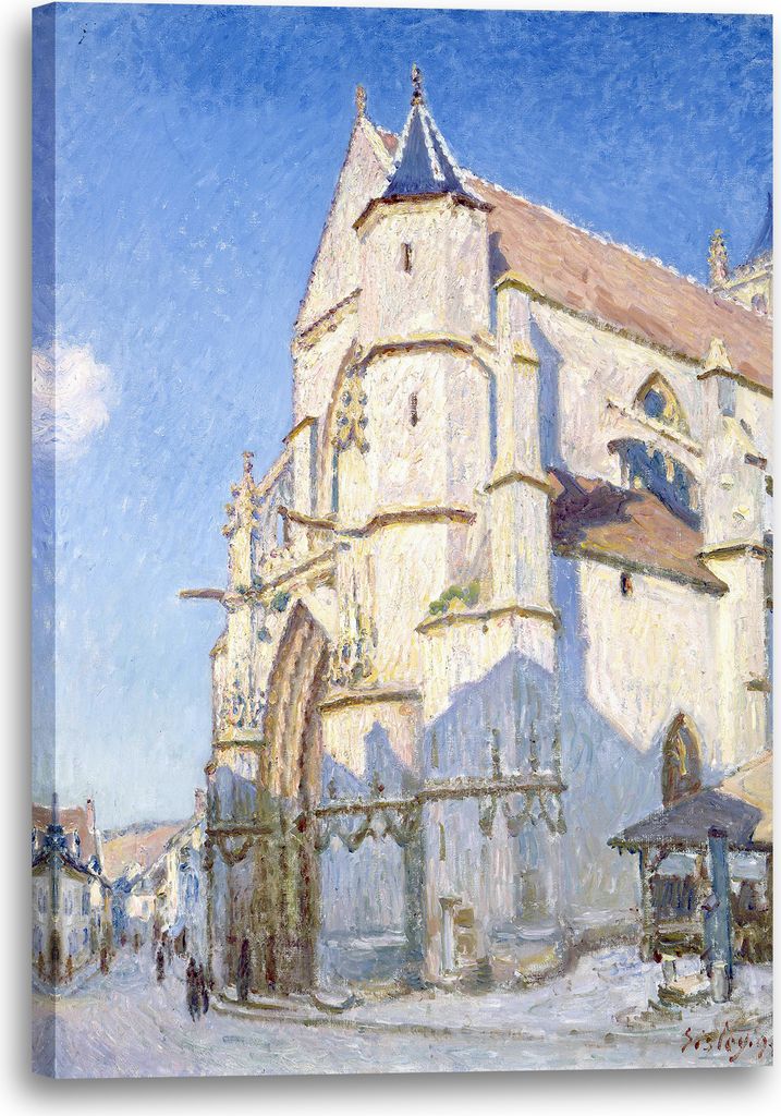 Leinwandbild (70x100cm): Alfred Sisley - L'église a Moret-Paris Petit-Palais, echter Holz-Keilrahmen inkl. Aufhänger, handgefertigt in Deutschland