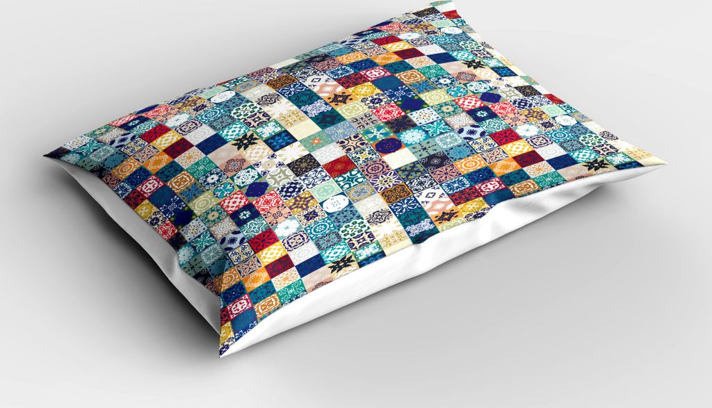 ABAKUHAUS marokkanisch Kopfkissenbezug, Orientalisch Asiatisches Östlich Muster Gitter Patchwork Verzierung Fliesen, 40x80 cm, Mehrfarbig