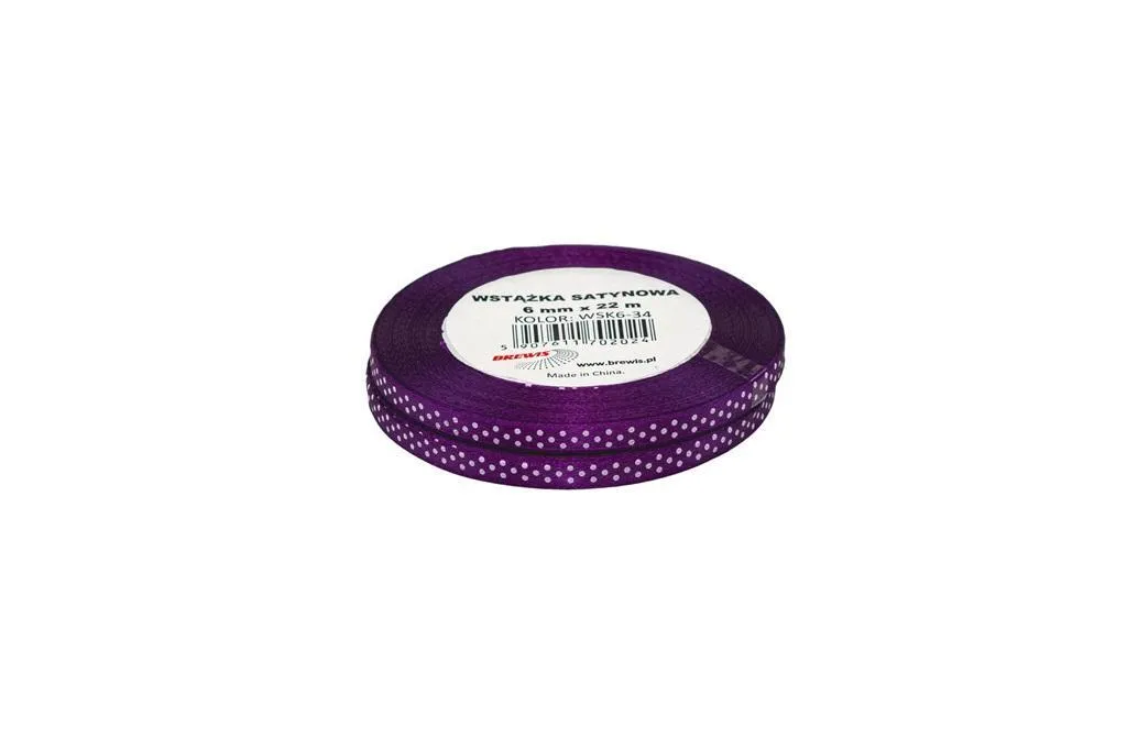 Set 2 Rotoli Nastro Raso Viola Pois 6mm x 22m | Fai da Te e Packaging