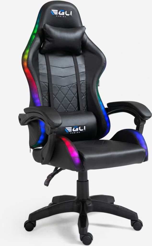 The Horde Gaming-Stuhl LED RGB ergonomische Büro Lendenkissen Kopfstütze