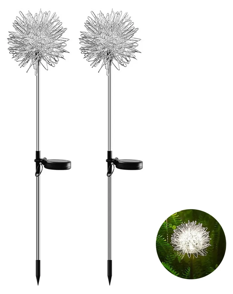 Balise solaire jardin pissenlit avec mode clignotant et lumière fixe 75cm