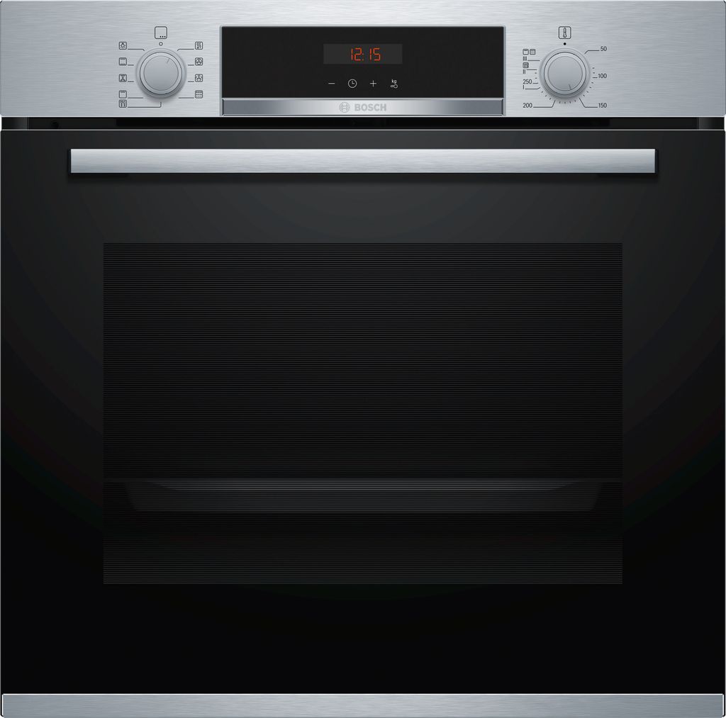 Bosch HBA573BS1 Einbaubackofen, Serie 4, Edelstahl, 71 l, GranitEmail, 3D-Heißluft, AutoPilot, Pyrolyse