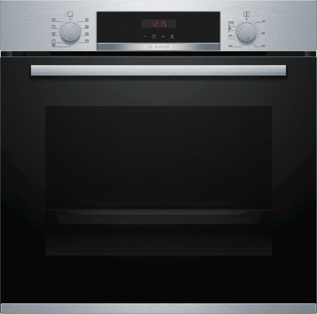 Bosch HBA573BS1 Einbaubackofen, Serie 4, Edelstahl, 71 l, GranitEmail, 3D-Heißluft, AutoPilot, Pyrolyse